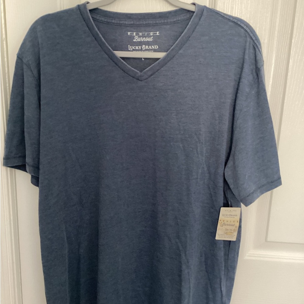 Lucky Brand Men's Blue V-Neck Tee